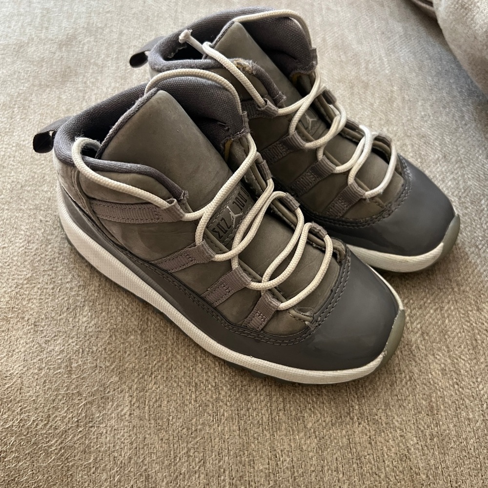 Jordan 11’s Kids Charcoal and White Sneakers